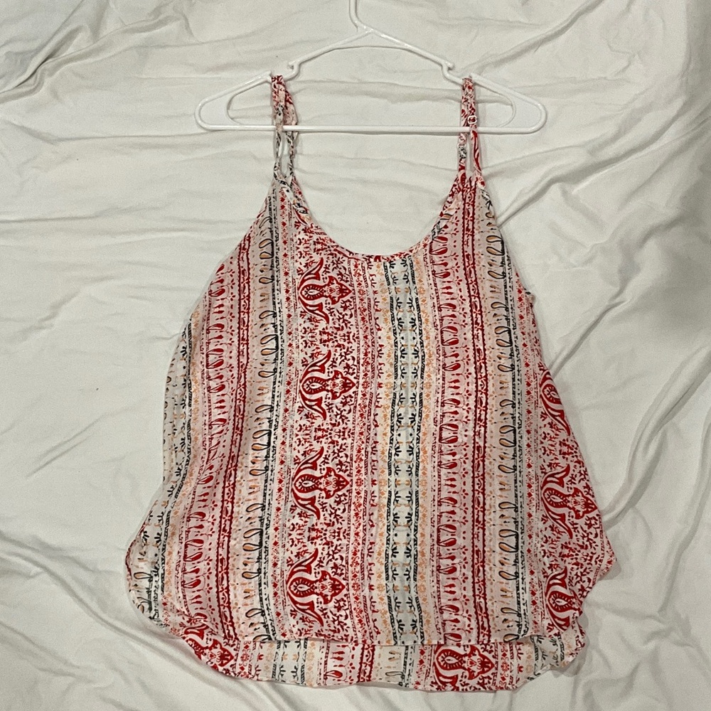 Olivaceous Red and White Boho Camisole